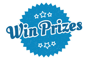 win prizes sign. win prizes round vintage retro label. win prizes