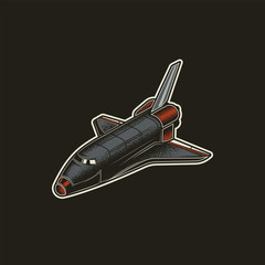 Original vector illustration, icon in retro style. Space Shuttle vintage style.