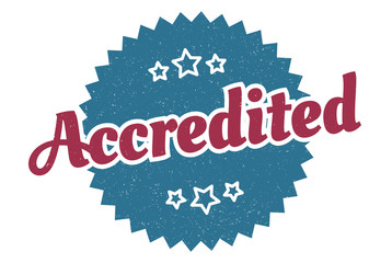 accredited sign. accredited round vintage retro label. accredited