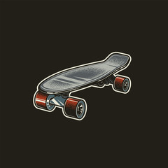 Original vector illustration, icon in retro style. Vintage skateboard.