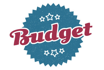 budget sign. budget round vintage retro label. budget
