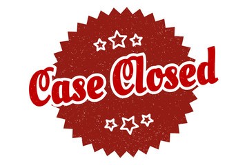 case closed sign. case closed round vintage retro label. case closed