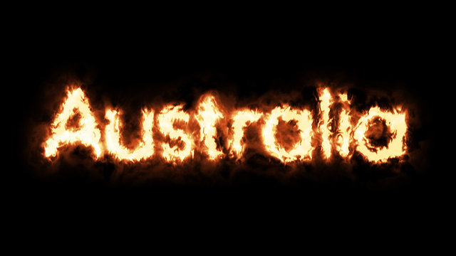 Australia typography design with forest fires, Pray For Australia