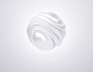 White organic shape 3d sphere isolated on white background. Trend design for web pages, posters, flyers, booklets, magazine covers, presentations. Vector illustration
