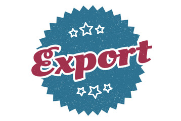 export sign. export round vintage retro label. export