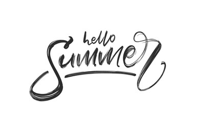 Handwritten type lettering composition of Hello Summer