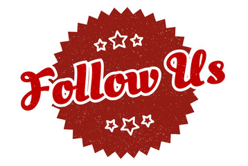 follow us sign. follow us round vintage retro label. follow us