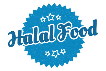 halal food sign. halal food round vintage retro label. halal food