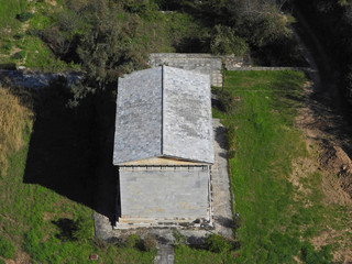 Beautiful dam of Marathon or Marathonas an artificial water reservoir of Athens, Attica, Greece