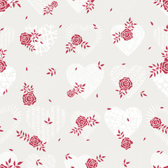 Cute floral seamless pattern, background with a meadow of roses, great for textiles, banners, wallpapers, Mother's Day or Valentine's - vector design