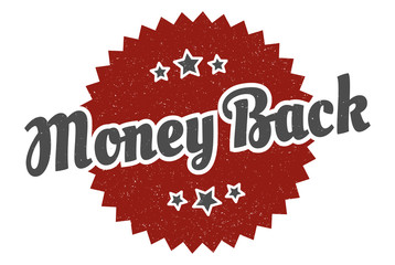 money back sign. money back round vintage retro label. money back