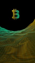 Digital currency, golden symbol Bitcoin on abstract dark background. Growth of the crypto currency market. Business, finance and technology concept. 3D illustration