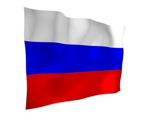 Waving flag of the Russian Federation. The National. State symbol of the Russia. 3D illustration