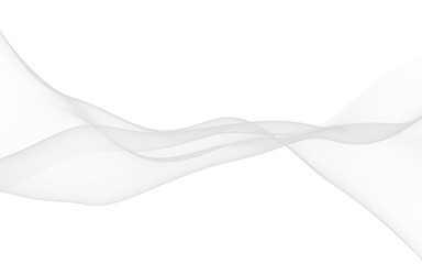 White abstract background. Fluttering white scarf. Waving on wind white fabric. 3D illustration