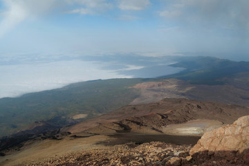 View from peak of Volcano Teide, Tenerife island, Canary islands, Spain
