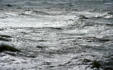 The Hague, South-Holland/Netherlands - 200226: Wild sea with waves on a stormy day