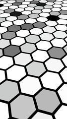 Honeycomb gray colored. Perspective view on polygon look like honeycomb. Isometric geometry. 3D illustration