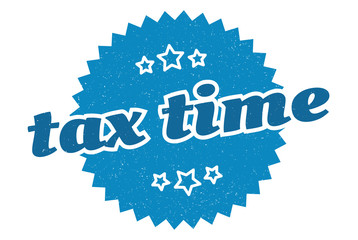 tax time sign. tax time round vintage retro label. tax time