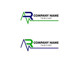 Set of AR Health Pulse Letter Logo Template Design Vector