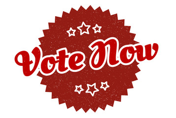 vote now sign. vote now round vintage retro label. vote now