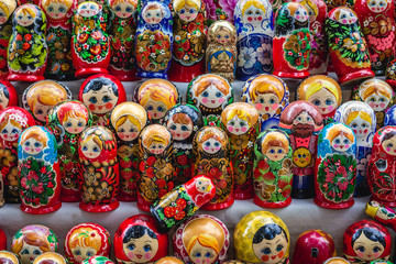 Matryoshka dolls on a small flea market in centre of Chisinau city, Moldova