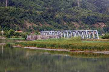 Bridge over Olt River in Valcea County located in Wallachia historical and geographical area of Romania