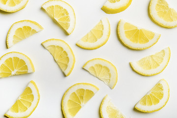 Lemon slices texture on white background