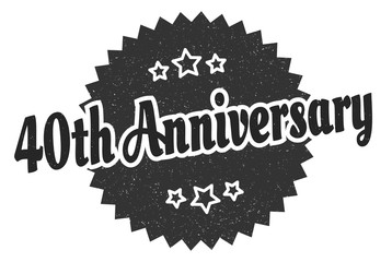 40th anniversary sign. 40th anniversary round vintage retro label. 40th anniversary