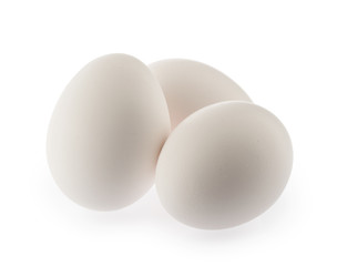 chicken eggs isolated on white background with clipping path