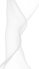 White abstract background. Fluttering white scarf. Waving on wind white fabric. 3D illustration