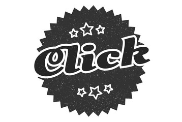 click sign. click round vintage retro label. click