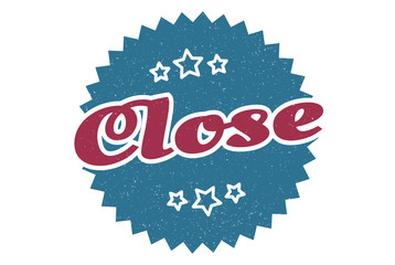 close sign. close round vintage retro label. close