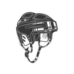 Original outline illustration. Hockey helmet in vintage style.