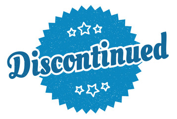 discontinued sign. discontinued round vintage retro label. discontinued