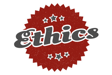 ethics sign. ethics round vintage retro label. ethics