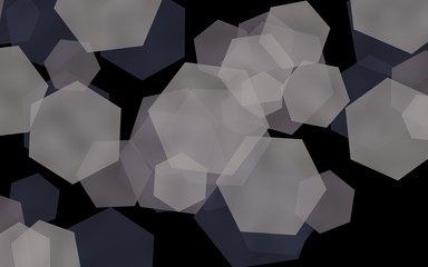 Gray translucent hexagons on dark background. Green tones. 3D illustration