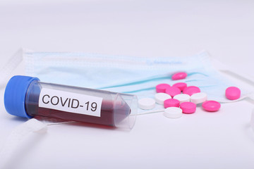 Obraz premium Coronavirus 2019-nCoV Blood Sample. Corona virus outbreaking. Epidemic virus Respiratory Syndrome.