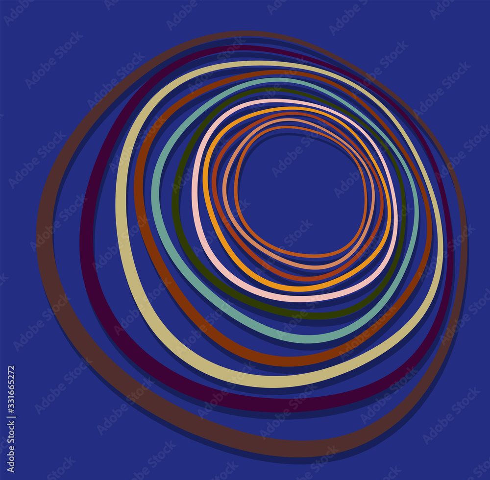 Poster single mottled, multi-color and colorful spiral, swirl, twirl element. twisted cyclic, circular and 