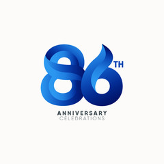 86 year anniversary celebration logo design concept. 