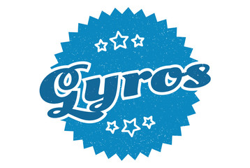 gyros sign. gyros round vintage retro label. gyros