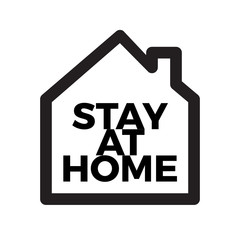 Home icon with message Stay at home. Coronavirus COVID-19 virus quarantine campaign