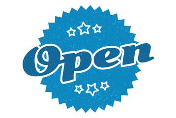 open sign. open round vintage retro label. open