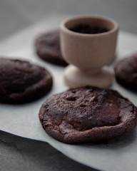 Freshly baked chocolate cookies