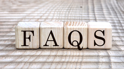 concept of the word FAQS on cubes on a beautiful background