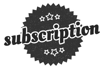 subscription sign. subscription round vintage retro label. subscription