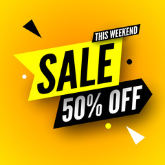 Fototapeta premium Yellow and black sale banner. Vector illustration.