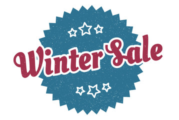 winter sale sign. winter sale round vintage retro label. winter sale