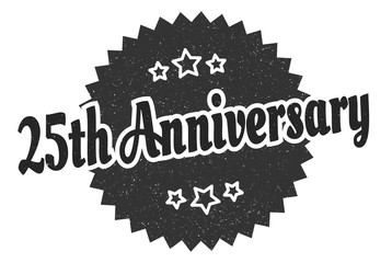 Fototapeta premium 25th anniversary sign. 25th anniversary round vintage retro label. 25th anniversary