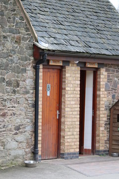 public toilets oen door for visitors
