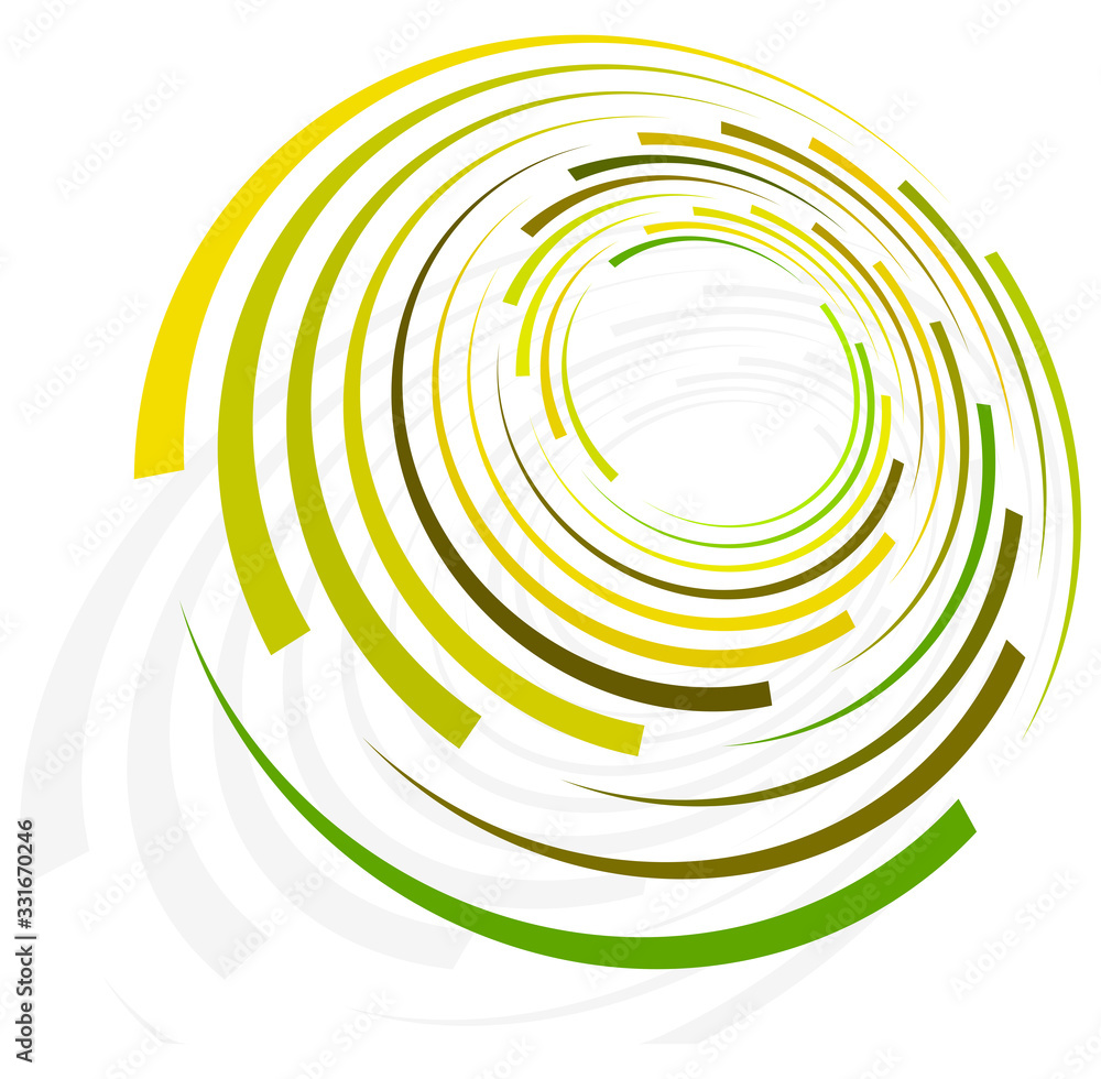 Aufkleber monochrome cyclic, cycle concentric rings. revolved spiral, vortex, whorl. abstract circular, radial loop shape, element